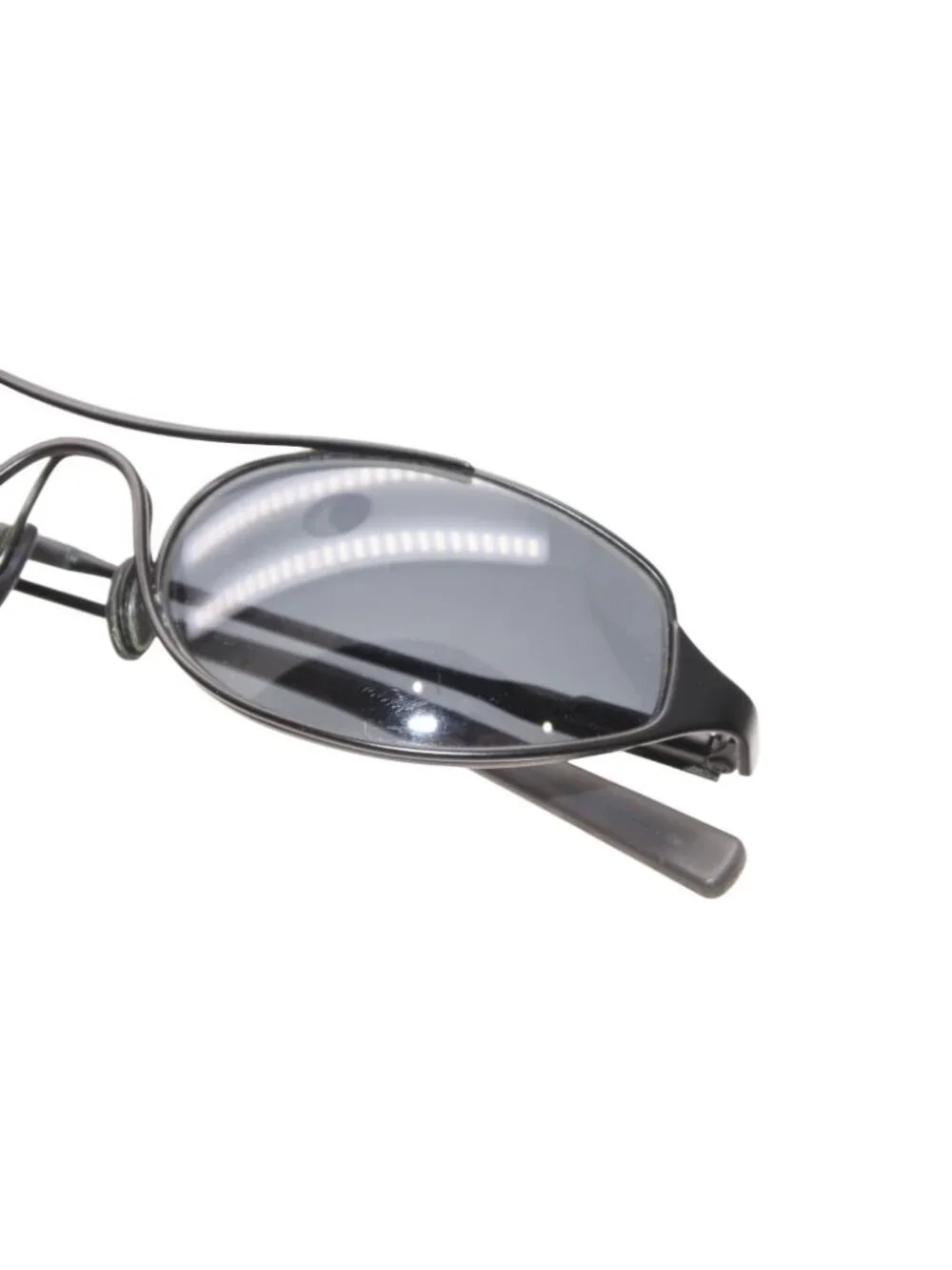 Prada Oval Sunglasses Eyewear Metal Acetate Black
